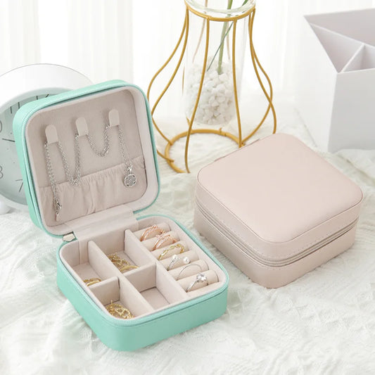 1pc Portable Jewelry Storage Box Home Travel Earrings Necklace Ring Jewelry Box Mini Layered Jewelry Display Case