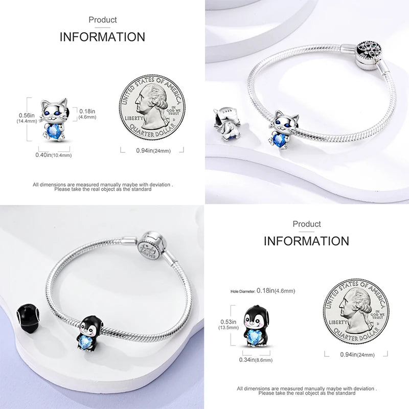 S925 Sterling Silver Owl Squirrel Bear Hedgehog Cute Animal Series Creative Charms Beads Fit Pan Original Bracelets DIY Jewelry