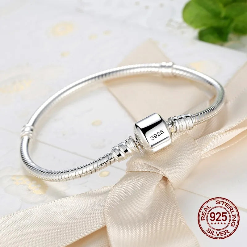 Handmade Original Fine Jewelry Silver Color Charm Bracelet Soft Smooth Snake Bone Bracelets for Women