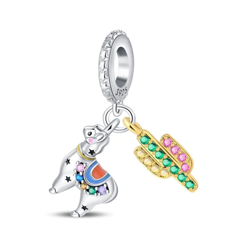 S925 Sterling Silver Owl Squirrel Bear Hedgehog Cute Animal Series Creative Charms Beads Fit Pan Original Bracelets DIY Jewelry