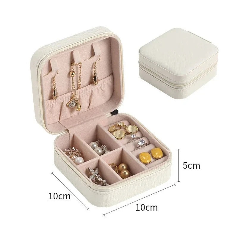 1pc Portable Jewelry Organizer Display Travel Jewelry Case Boxes  Earrings Necklace Ring Jewelry Box Leather Storage Box