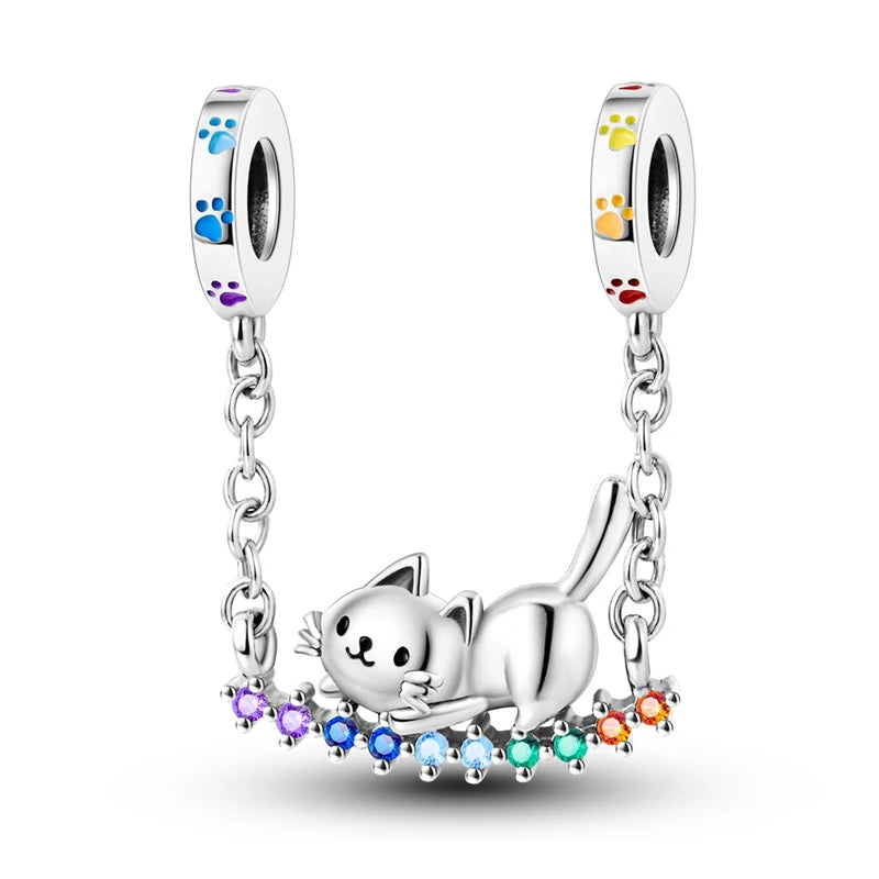 S925 Sterling Silver Owl Squirrel Bear Hedgehog Cute Animal Series Creative Charms Beads Fit Pan Original Bracelets DIY Jewelry