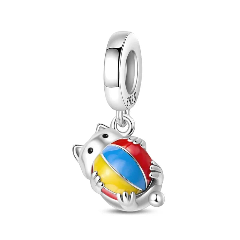 S925 Sterling Silver Owl Squirrel Bear Hedgehog Cute Animal Series Creative Charms Beads Fit Pan Original Bracelets DIY Jewelry