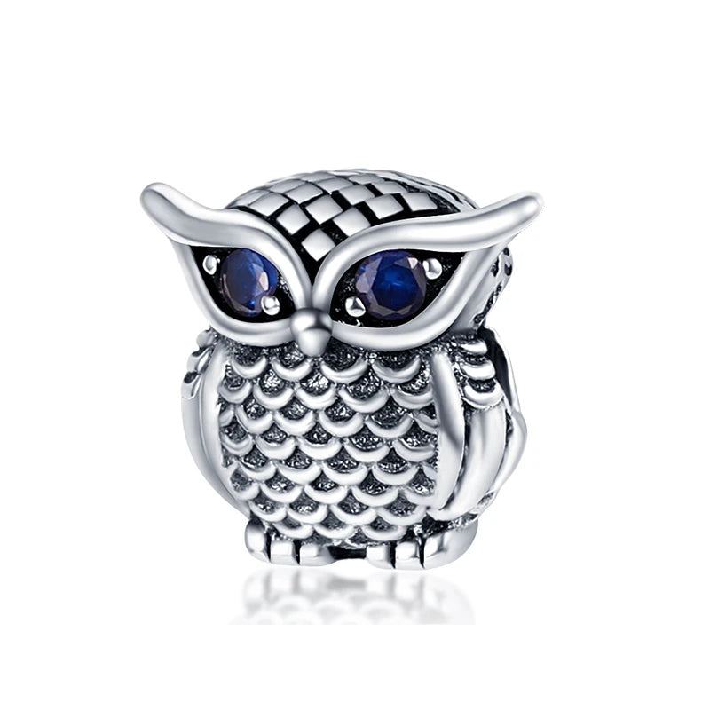 S925 Sterling Silver Owl Squirrel Bear Hedgehog Cute Animal Series Creative Charms Beads Fit Pan Original Bracelets DIY Jewelry