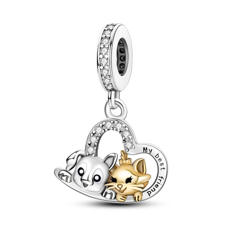 S925 Sterling Silver Owl Squirrel Bear Hedgehog Cute Animal Series Creative Charms Beads Fit Pan Original Bracelets DIY Jewelry